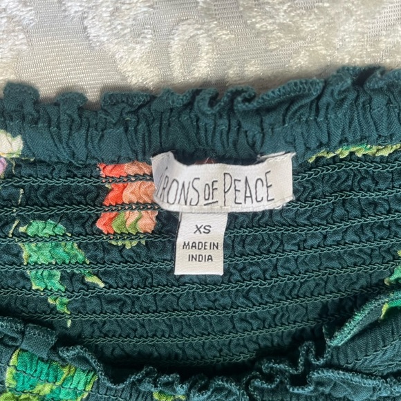 Patrons Of Peace Wide Leg Cropped Jumpsuit Green Floral 100% Rayon Size XS - Picture 6 of 8